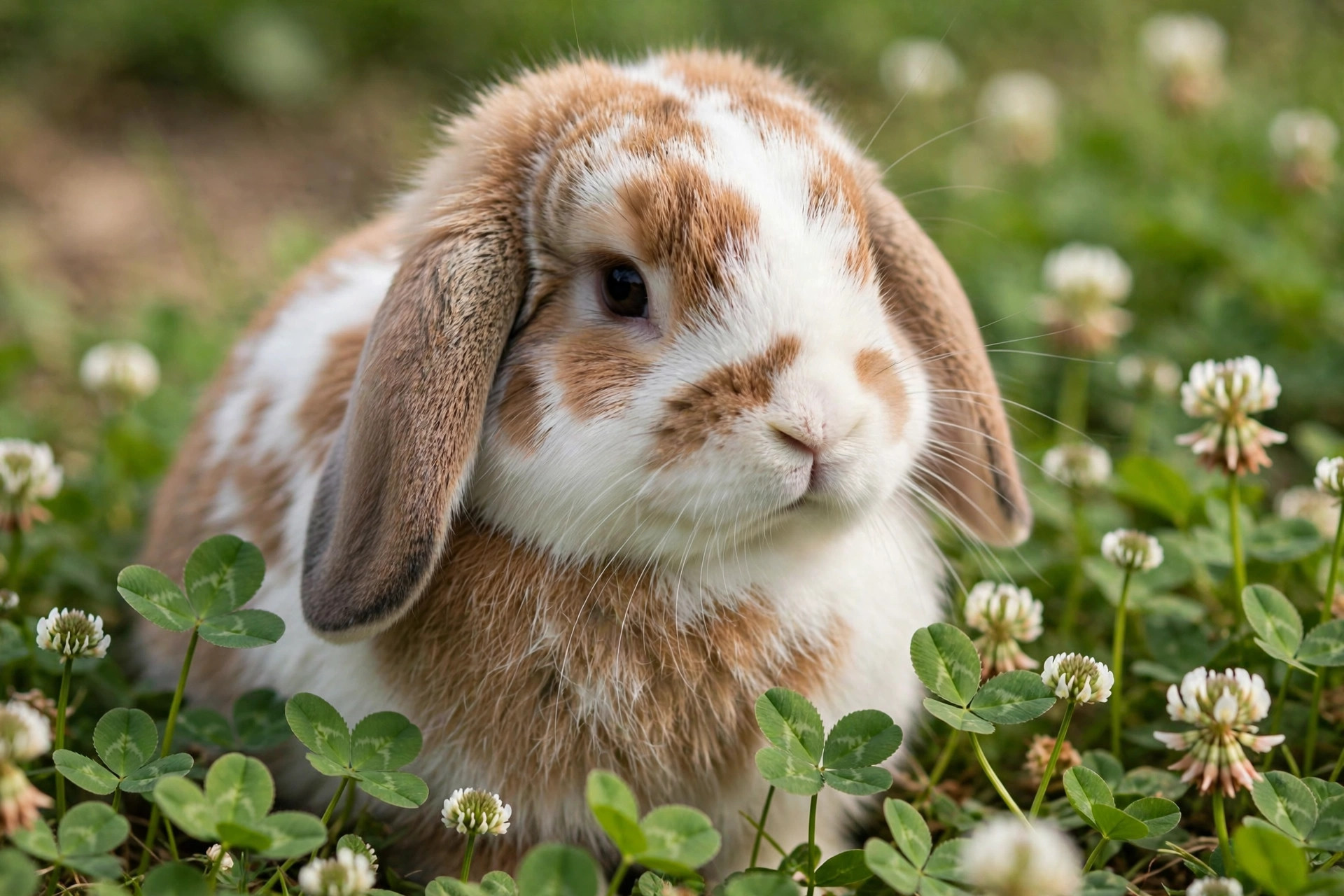 Example garden stone photo of Clover, a lop-eared rabbit
